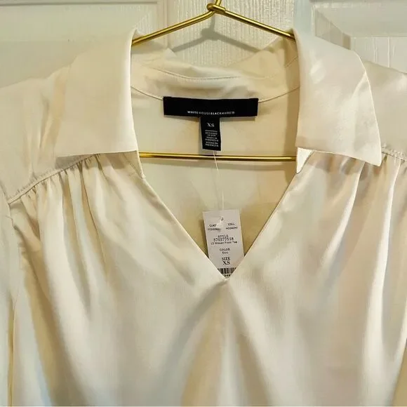 NWT White House Black Market Cream Blouse - Picture 3 of 6